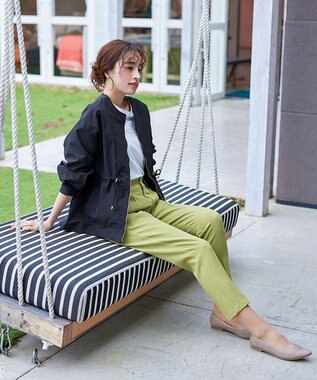 Tiaclasse L 【ダブルストレッチ・洗える】テーパードパンツ ライム