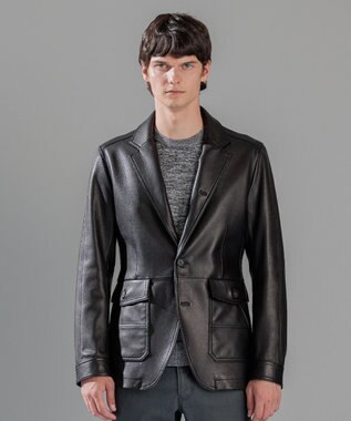 JOSEPH HOMME ライトゴートシュリンクレザー　ジャケット ブラック系