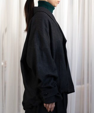 muuc リネンウールのショールカラージャケット ブラック