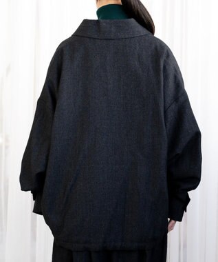 muuc リネンウールのショールカラージャケット ブラック