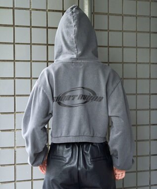 WEGO ピグメントショートグラフィックプルパーカー スミクロ