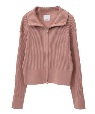 Green Parks 配色リブＺｉｐニットカーディガン Pink