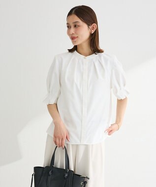 Green Parks タックショートスリーブブラウス Off White