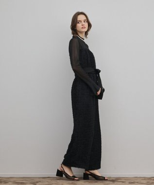 GRACE CONTINENTAL カットジャガードサロペット ブラック