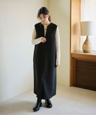 #Newans 【洗濯機可】キーネックジャンパースカート ブラック