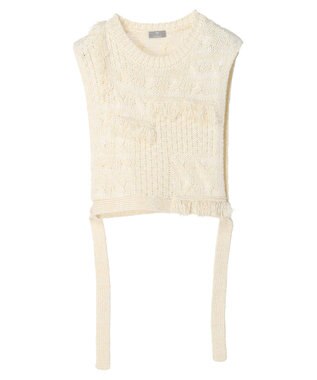 Green Parks ＫＢＦ　ケーブルフリンジニットベスト Off White