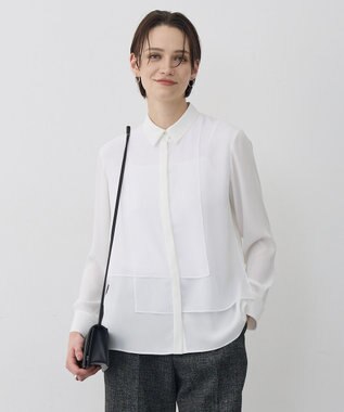 ICB 【先行予約】 BackSatinAmunzen  異素材デザイン シャツブラウス