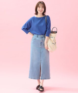 ANY L 【洗濯機可/アンチピリング/UVケア】アクリルガーターニット ブルー