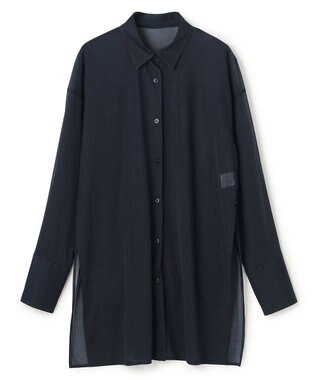 uncrave トリコットシフォン ロングシャツ ネイビー