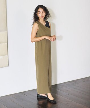 #Newans モダンバイカラーワンピース カーキ×ブラック