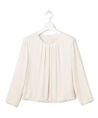 23区 S 【洗える】シルキーデシン ボールチェーン バルーン ブラウス ベージュ系