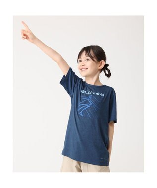 Columbia Columbia/ 【KIDS】テックトレイルショートスリーブグラフィックシャツ /コロンビア Collegiate Navy Heather、 Ridge Line Life