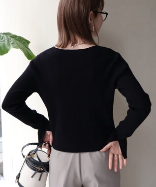 AMERICAN HOLIC スクエアリブニットカーディガン Black