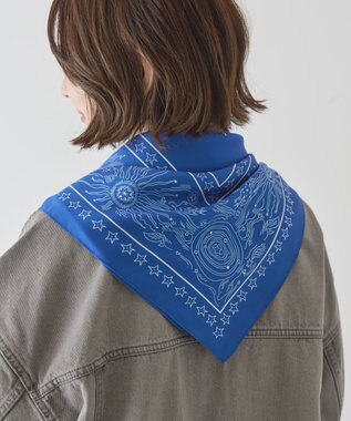 AMERICAN HOLIC シルキーバンダナ柄スカーフ Blue