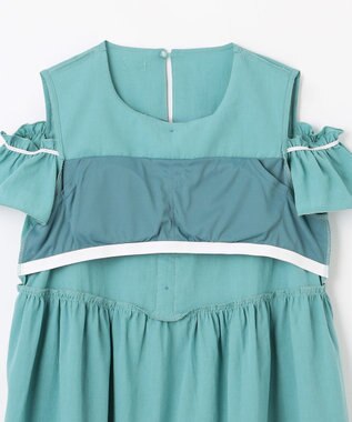 組曲 KIDS 【UVケア】【150-160㎝】バイカラー ワンピース ターコイズブルー