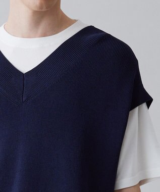 UNFILO MENS イージーケア ニットベスト [23年春夏商品] ネイビー