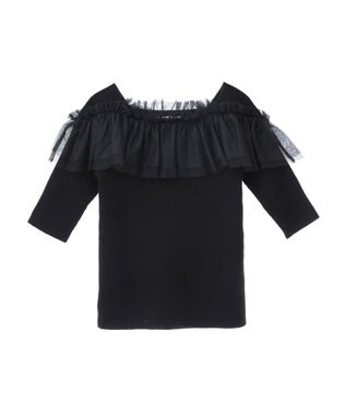 earth music&ecology デコルテチュールニットプルオーバー Black