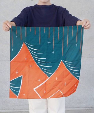 nitorito 【UNISEX】ギフトパッケージ&ステッカー付 白馬 ハンカチ スカーフ green x orange