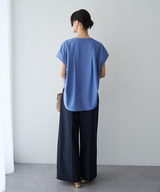 YECCA VECCA 【マシンウォッシャブル】サラサラスキッパーブラウス Blue