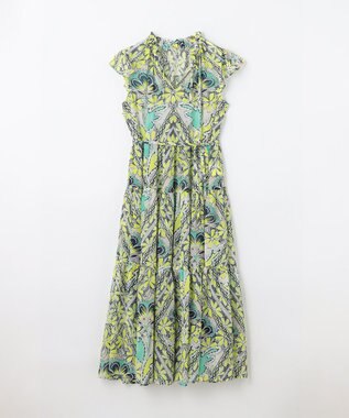 GRACE CONTINENTAL シフォンプリントティアードワンピース イエロー