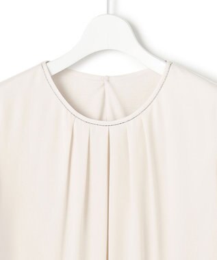 23区 S 【洗える】シルキーデシン ボールチェーン バルーン ブラウス ベージュ系