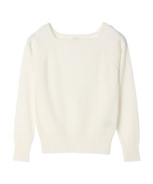 Green Parks 洗える　スクエアネックリブニットプルオーバー Off White