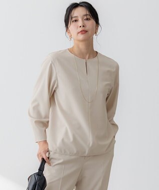 23区 【洗える】2WAYストレッチツイル ブラウス ベージュ系