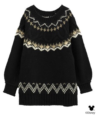 earth music&ecology 【予約】Disney/ミッキー刺繍ノルディックニットチュニック ブラック