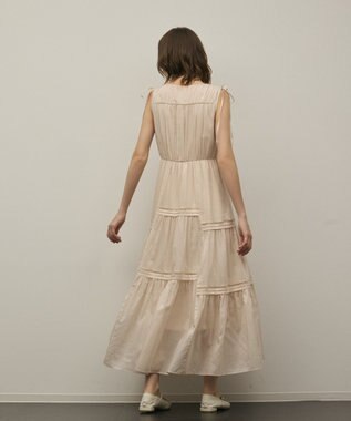 GRACE CONTINENTAL コットンシルクティアードワンピース ベージュ