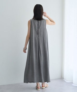 YECCA VECCA バイオ加工ヴィンテージデニムタックワンピース Gray