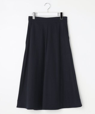自由区 ウールジャージー フレアシルエットスカート ネイビー系