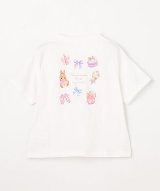ANY KIDS 【綿100%】バックプリント オーバーサイズTシャツ オフホワイト×ウサギ