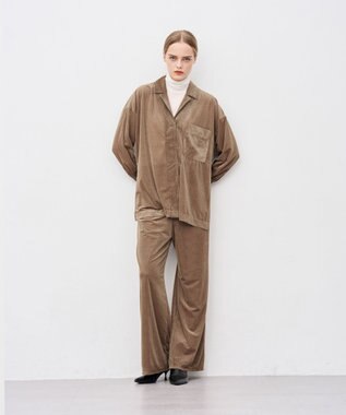 uncrave シアーベロアリブ ギャザーパンツ ブラウン