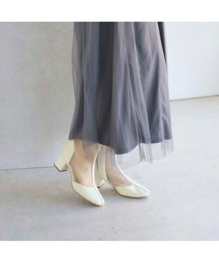 MODE ET JACOMO <noyau>ブロックヒールチュールブーツ ホワイト