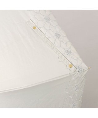 UNBILLION カシュネ cachenez / PUグレースフラワー刺繍トップレス2段折りたたみ傘 ホワイト