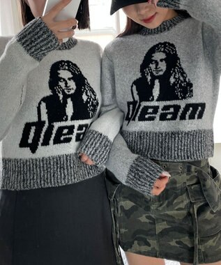 WEGO フラッフィーグラフィックちびニット 柄3