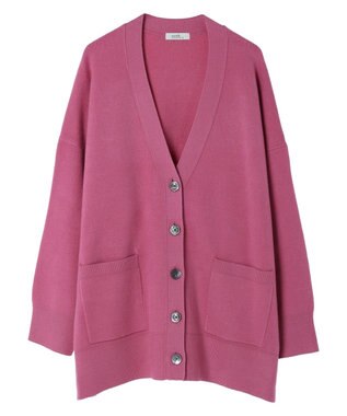 earth music&ecology やわらかタッチＶネックカーディガン Pink