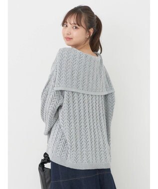 earth music&ecology ビッグカラーニットプルオーバー Light Gray
