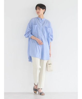 AMERICAN HOLIC イージーケア＋接触冷感　Ｗポケットシャツチュニック Stripe Navy