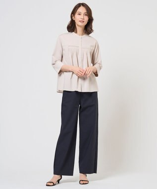 J.PRESS LADIES S TCリネン ドライツイル ストレート パンツ ネイビー系