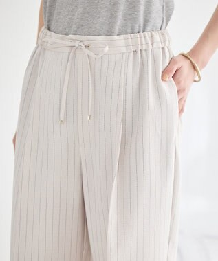 earth music&ecology 【セットアップ対応】リネンライクリラックスパンツ Stripe Ivory