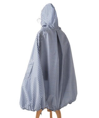 MOONBAT 【撥水】FLAT PURE サイクル レインポンチョ ボーダー 自転車 収納袋付き ネイビーブルー