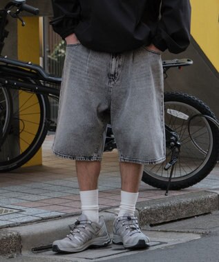 WEGO イージーバギーデニムショーツ グレー