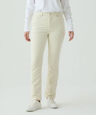 caqu スリムストレート 裏起毛コーデュロイパンツ ivory