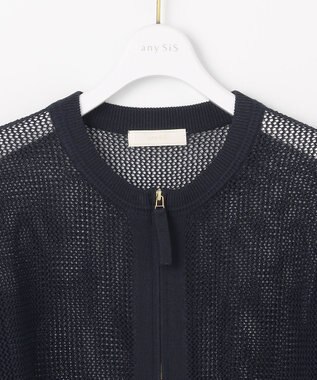ANY SIS S 【洗える】メッシュニット ブルゾン ネイビー