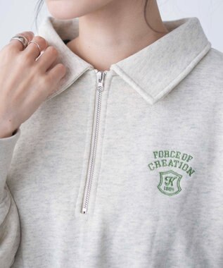 WEGO ハーフZIP襟付きショートスウェット オートミール