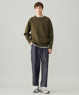 UNFILO MENS 【新色追加】スウェットライク クルーニット [24年秋冬商品] カーキ