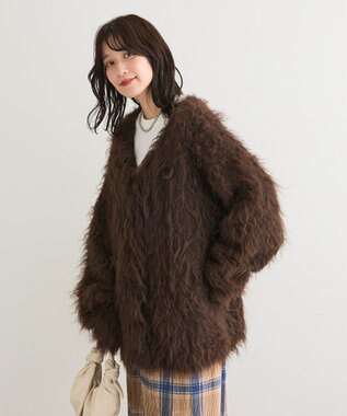 Green Parks ・ｓｗｉｎｇ　ｂｙ　２ｗａｙロング起毛カーディガ Brown