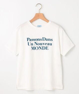 組曲 S 【綿100％】フロッキープリント Ｔシャツ アイボリー系