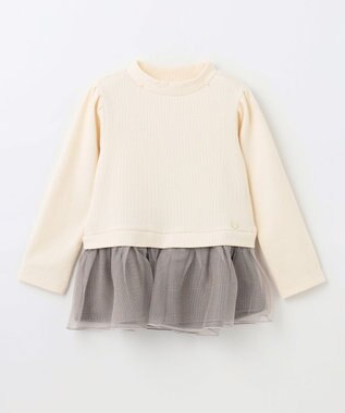 ANY KIDS パール付きペプラムトレーナー エクリュ